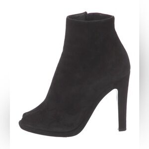 Jill Sander Black Suede Peep Toe Heeled Ankle Booties sz 37